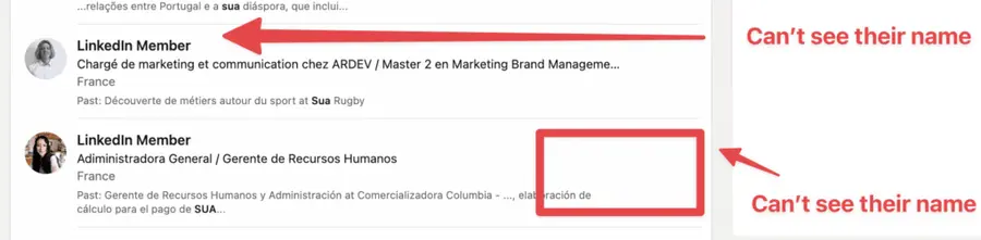 out of network linkedin