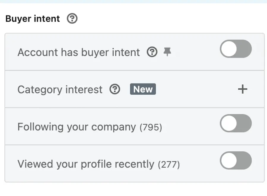 buyer intent filters on sales navigator
