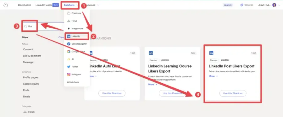 export likers from linkedin post