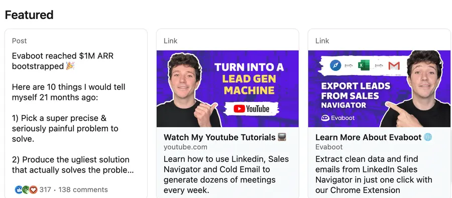 Pinned featured post