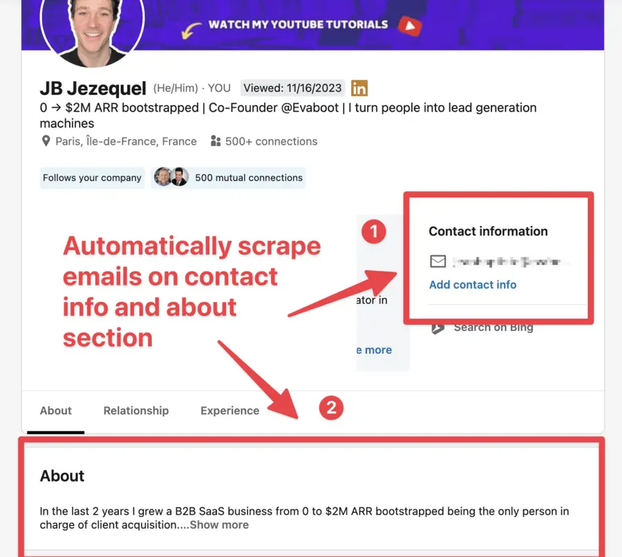 Scraping di email linkedin sales navigator