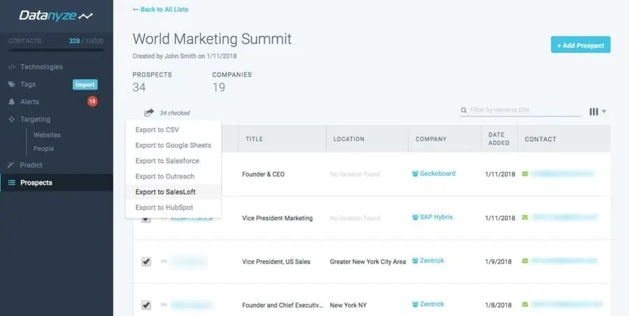 Datanyze lead generation