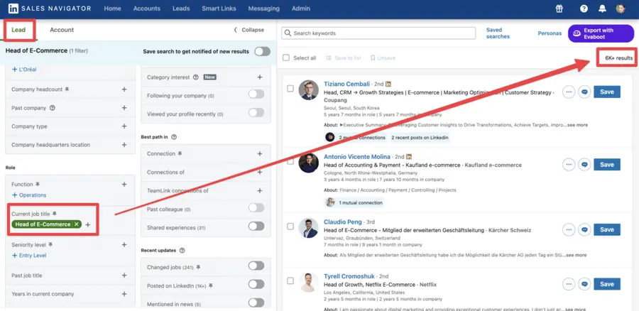 how to find e-commerce clients on linkedin