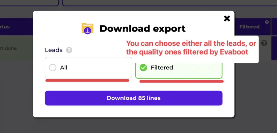 type of lead lists to download from evaboot