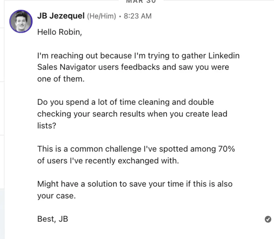 Modello di messaggio abm di linkedin