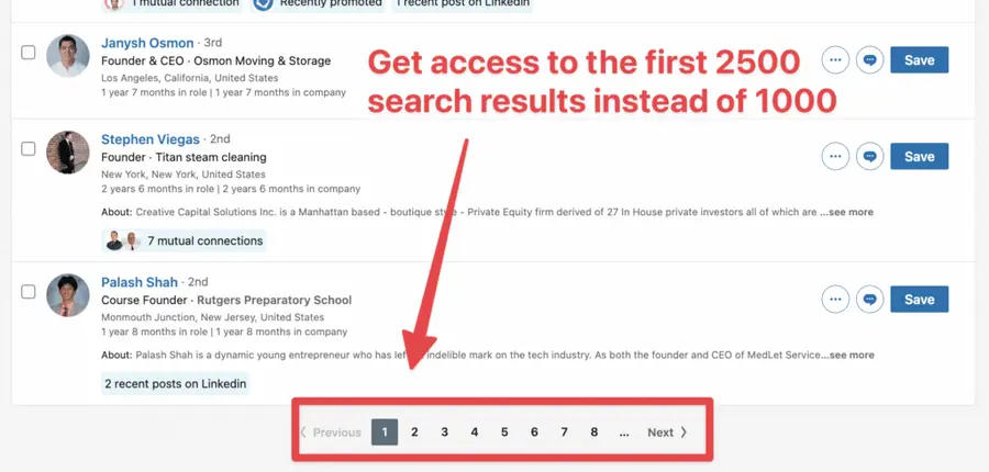 linkedin sales navigator search limit 1