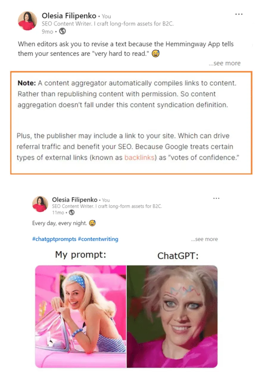 Using humor in post example