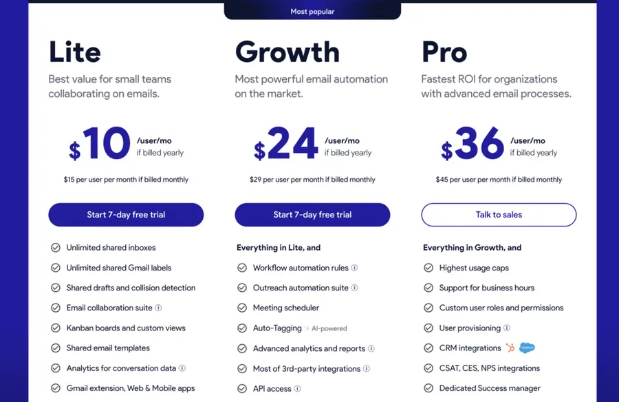 gmelius pricing plans