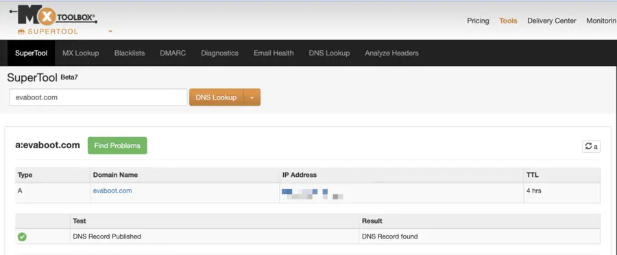 dns lookup tool to verify company domain