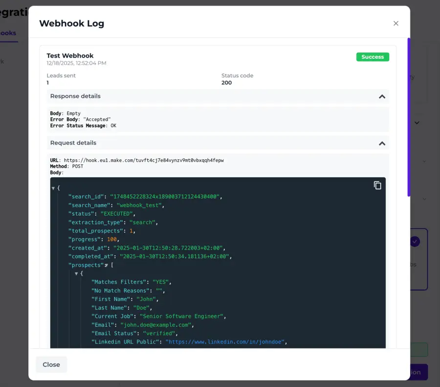 webhook log make evaboot