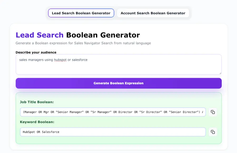 LinkedIn Boolean Search Generator