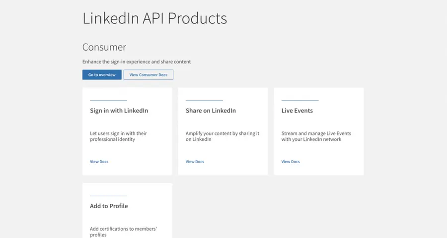 linkedin api products you can choose