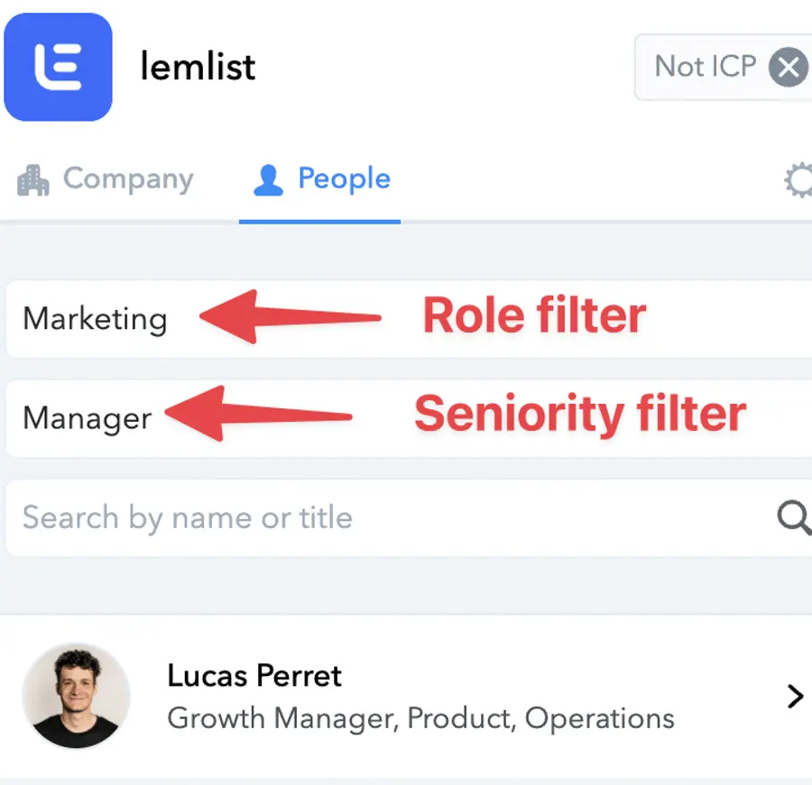 use filters on clearbit to find specific decision makers