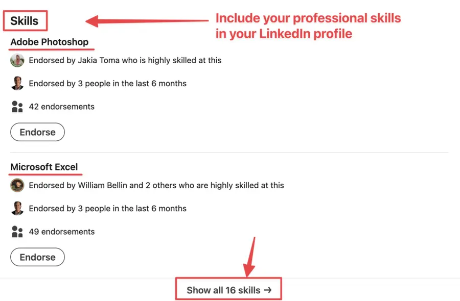 Linkedin skills