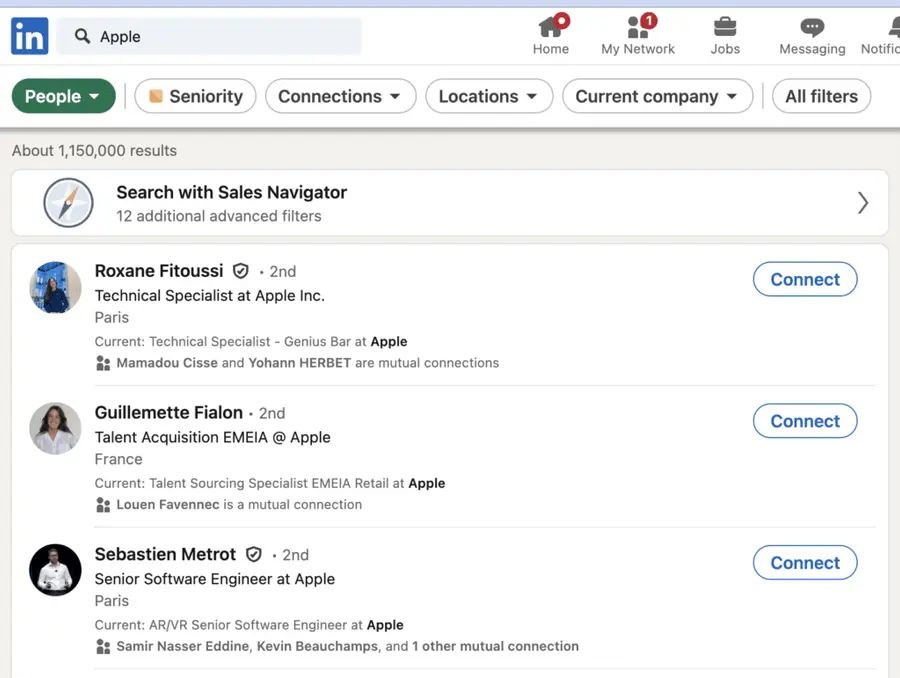 find decision-makers with linkedin free search bar