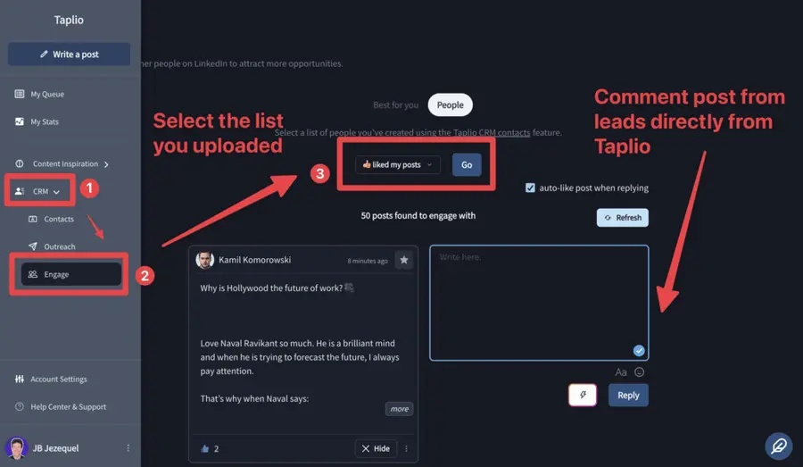 comment prospect linkedin post