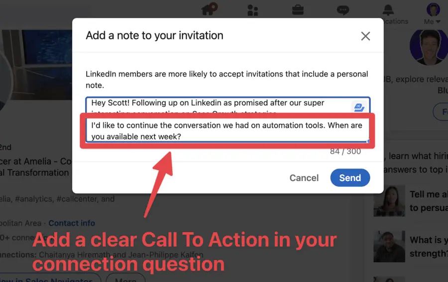 linkedin follow up call to action