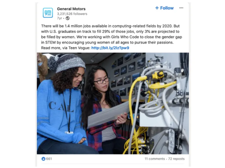 General motors social post example