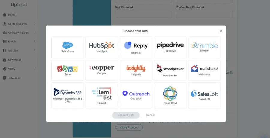 uplead crm integrations