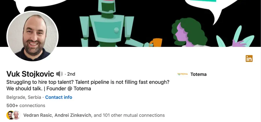 LinkedIn headline example problem/solution