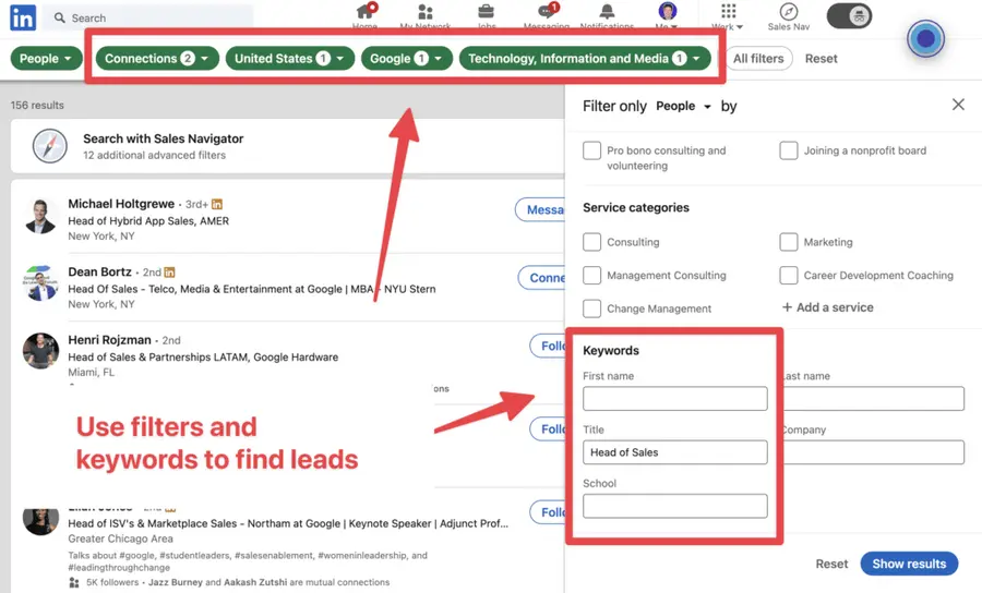 linkedin prospecting search engine