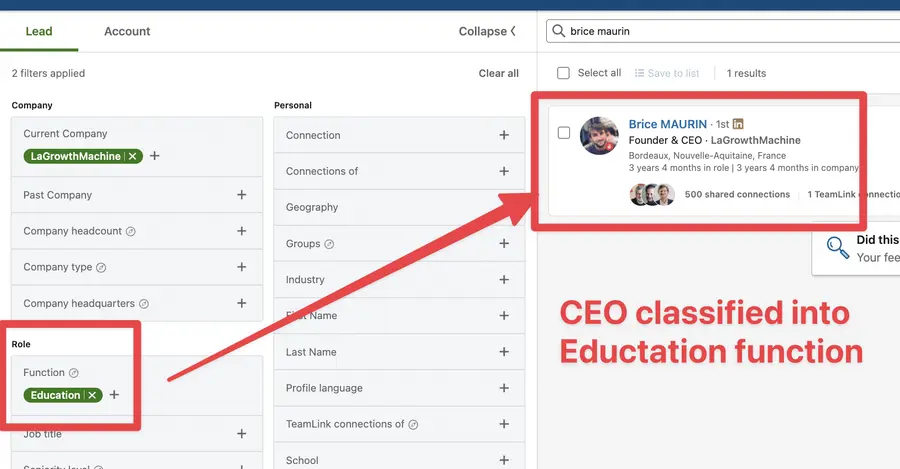 CEO classified as education