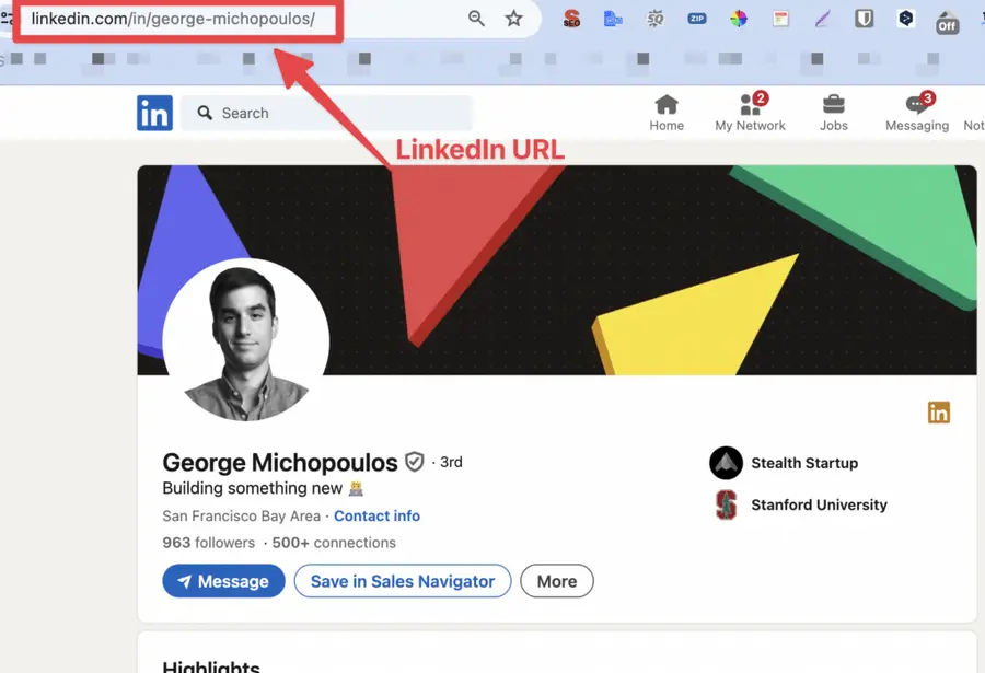 linkedin profile url example