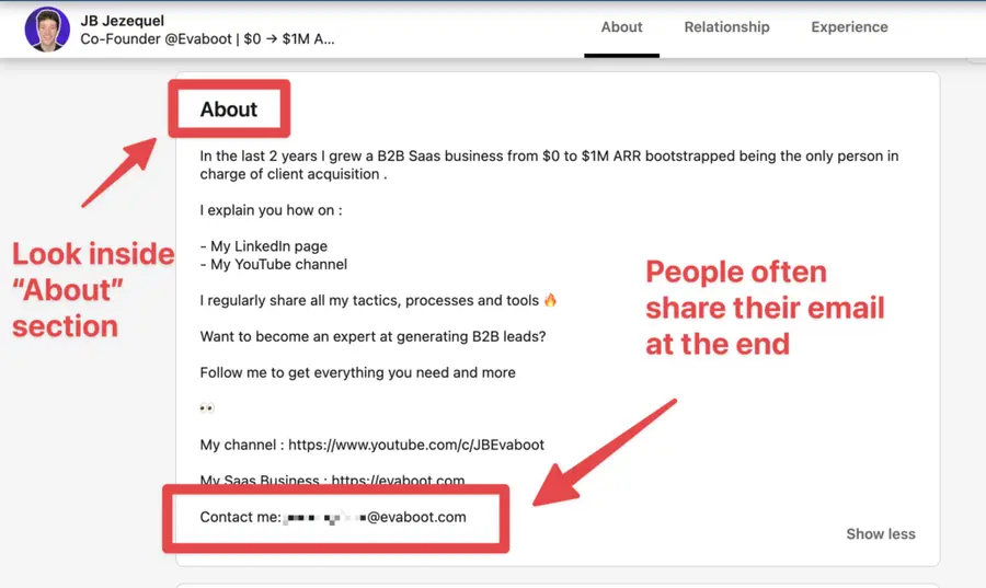 ottenere e-mail dal Sales Navigator sezione riepilogo