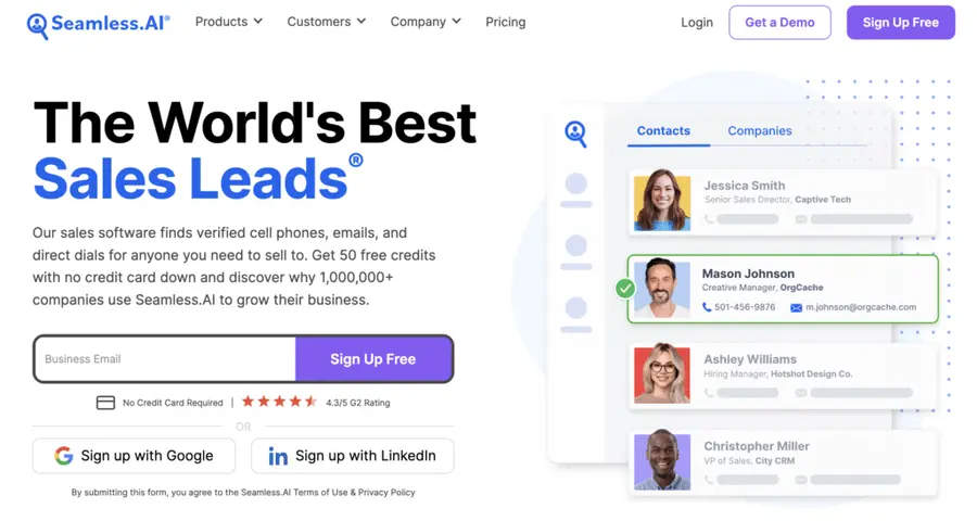 seamless.ai b2b free sales prospecting tool