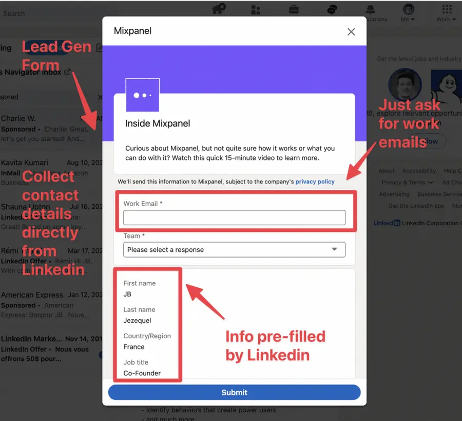 Moduli per la lead generation su linkedin