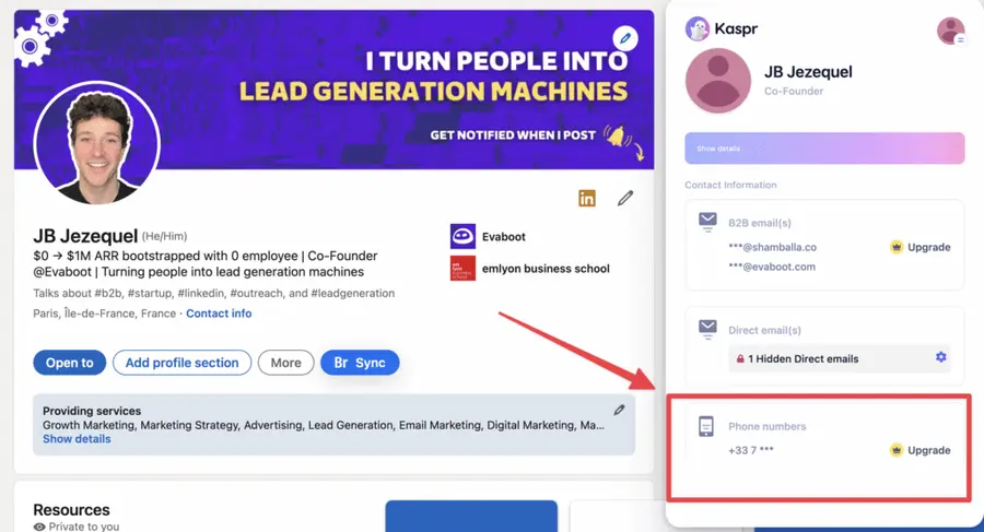 get phone number linkedin