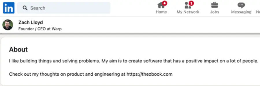 LinkedIn summary example mission statement