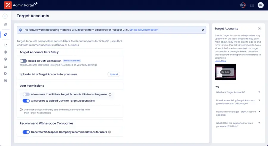 zoominfo target accounts setup