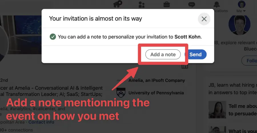 follow up note linkedin connection request