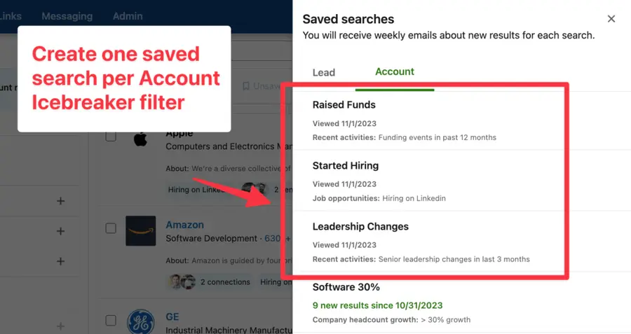 saved account searches sales navigator