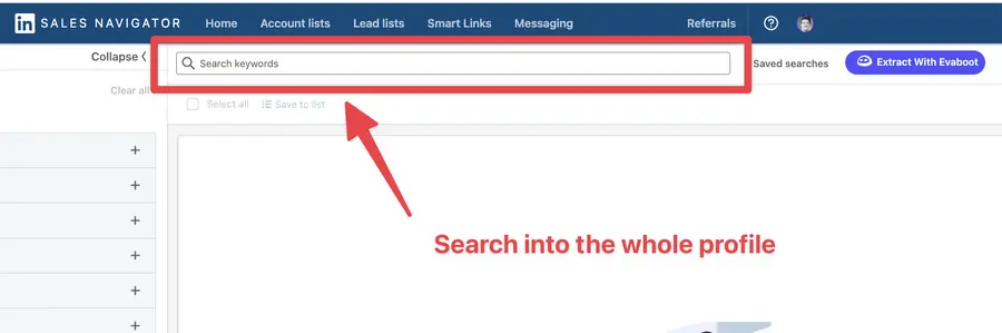 sales navigator boolean search keyword filter