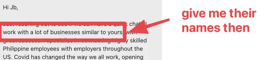 bad example of linkedin prospecting message 
