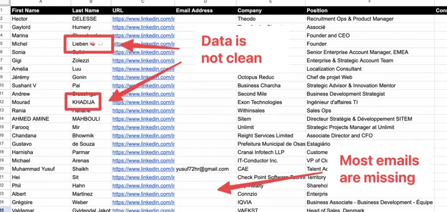 linkedin contacts export excel