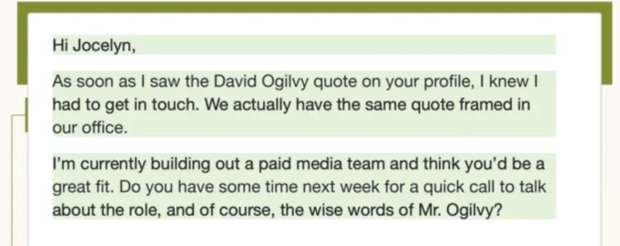 LinkedIn inmail template