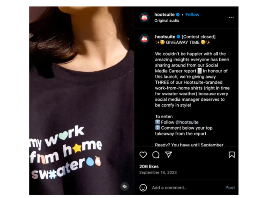Hootsuite Instagram post example
