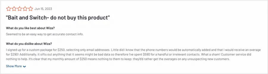 wiza customer complaint