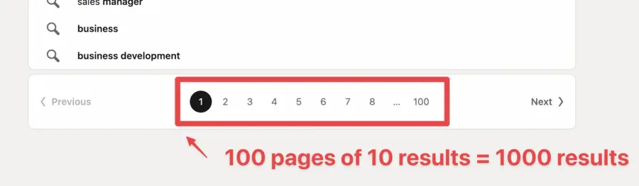 linkedin free search results limit