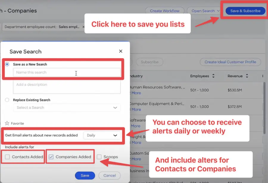 save lead lists zoominfo