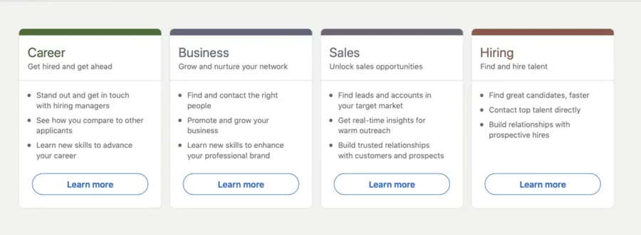 what are linkedin premium plans