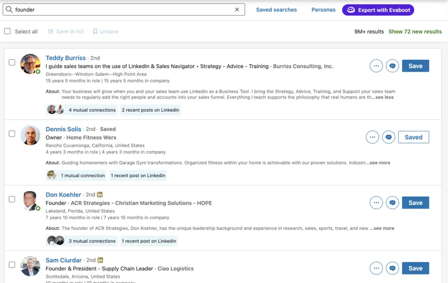 linkedin sales navigator exemple de recherche