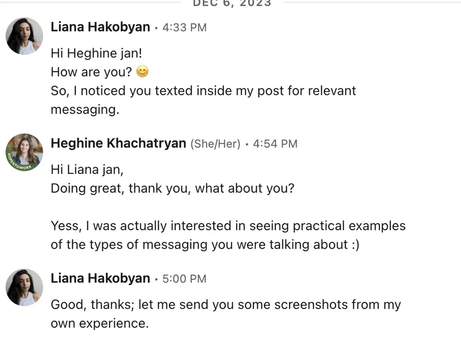 linkedin connection message example