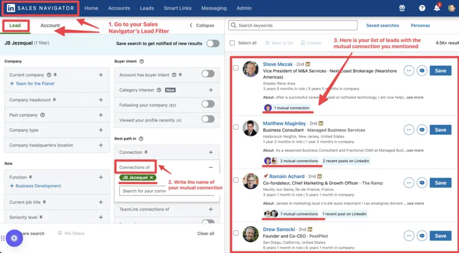 you can filter people with your common connections on linkedin sales navigator 