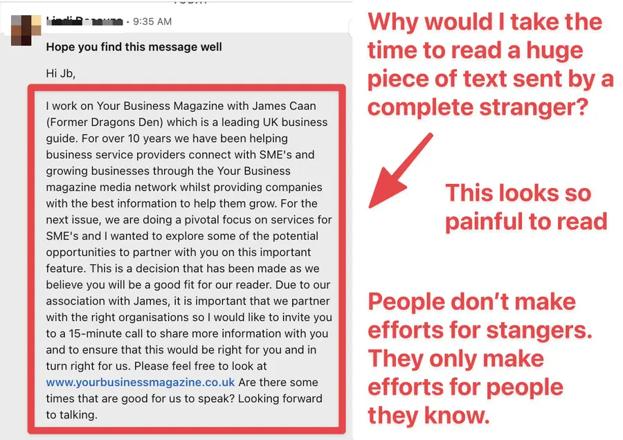 linkedin prospecting messages template