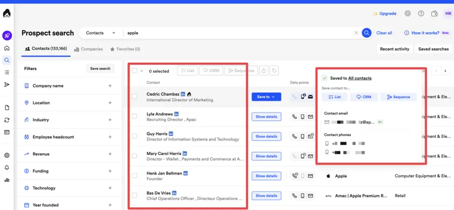 use lusha to find emails of contacts and companies
