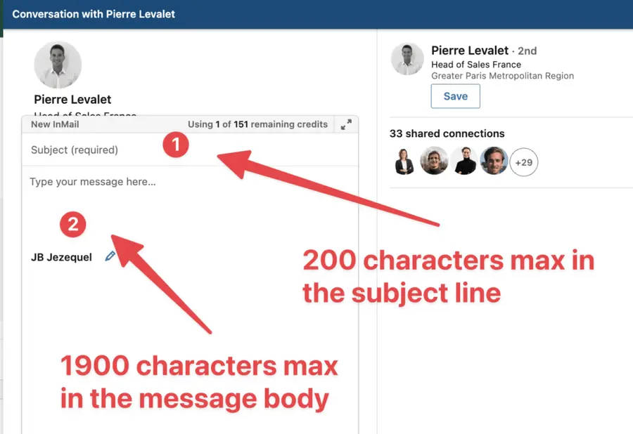 linkedin inmail subject line and message limit